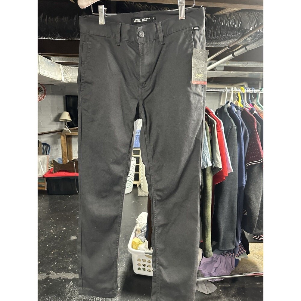 VANS Authentic Chino Men's Black Straight Classic Fit Twill Flat Front Pants 28
